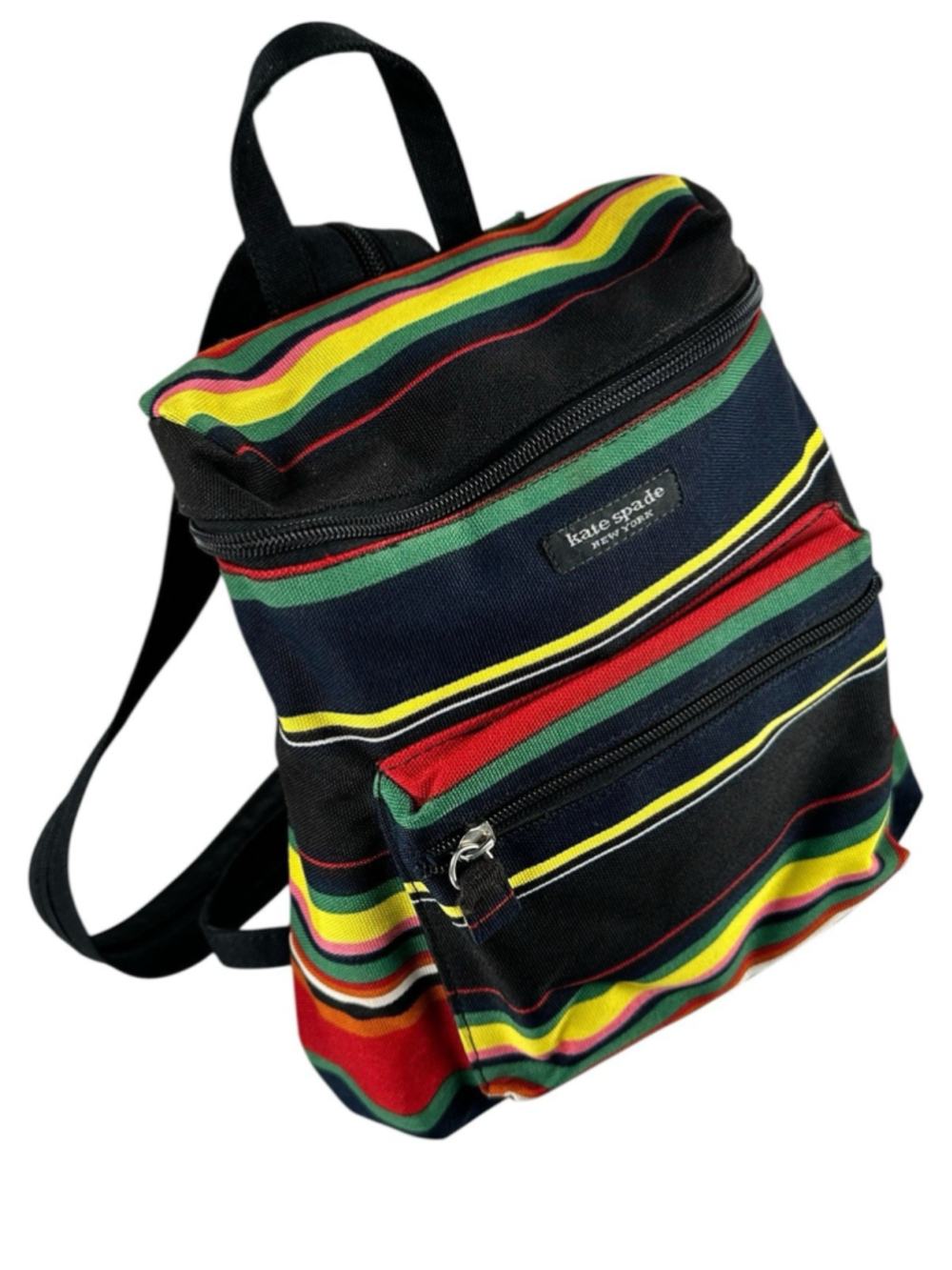 Vintage Kate Spade 90’s Canvas Mini Backpack Purse Rainbow Zip Strap Limited